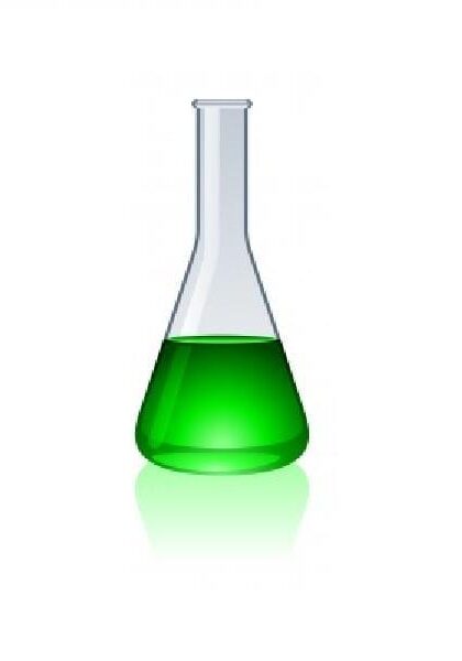 a bottle of green chemicals